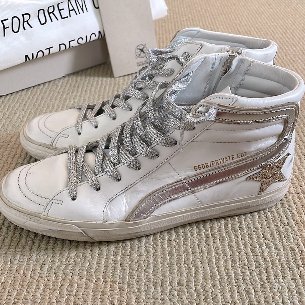Worn twice Golden Goose Glitter star slide classic.